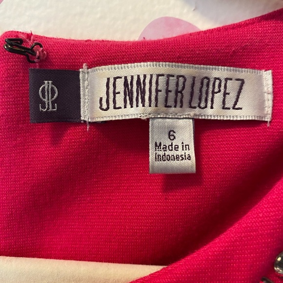 Women's Jennifer Lopez Embellished Ponte Sheath Dress Size 6in Electric Magenta - Picture 4 of 5